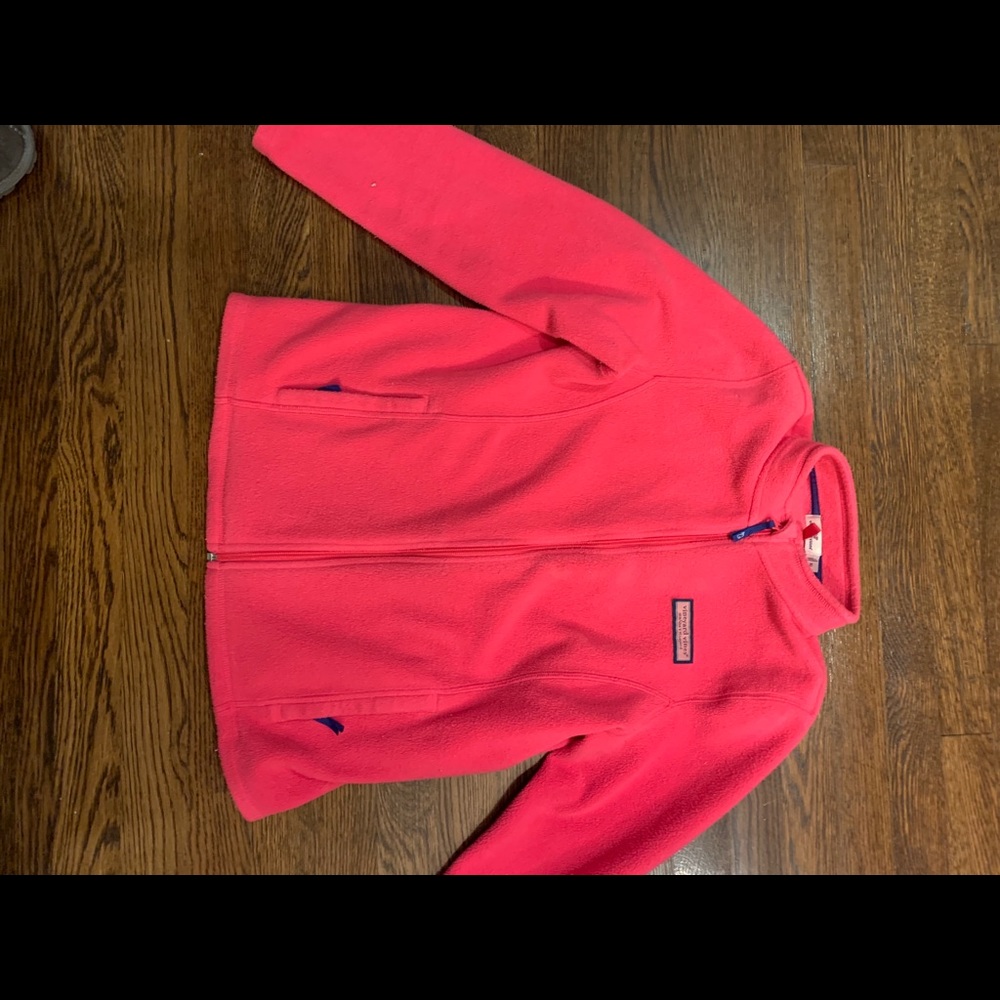 Vinyard Vines girls zippered fleece in hot pink